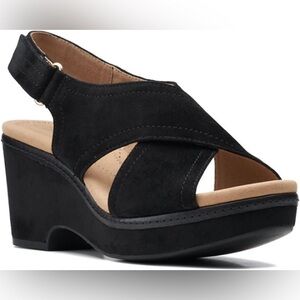 Suede wedge cushion sandal, 8.5